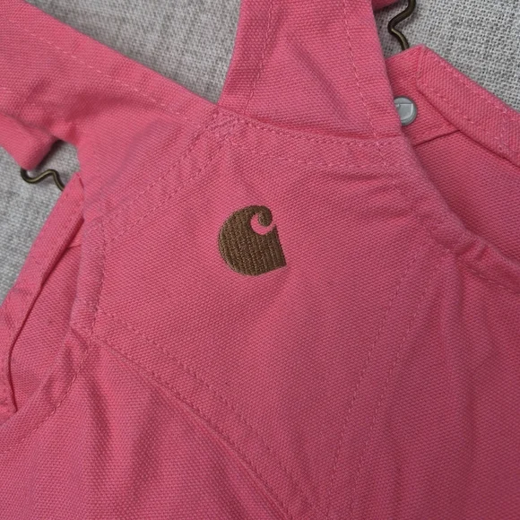 Carhartt Baby Girls Pink Canvas Overalls - Heart Hardware - 6M - Picture 9 of 10